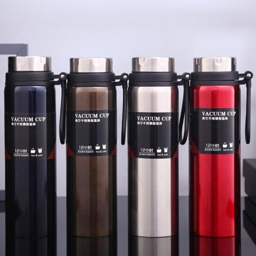 1000ml Stainless Steel Vacuum Flask,Double-layer Large-capacity Water Cup,Thermoses Water Bottle with Rope Straight Cup Gift