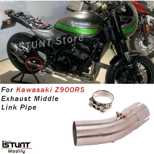 Motorcycle GP Exhaust Muffler Modified Connection Middle Link Pipe 51mm Slip On For Kawasaki Z900RS 2017 2018 2019 2020