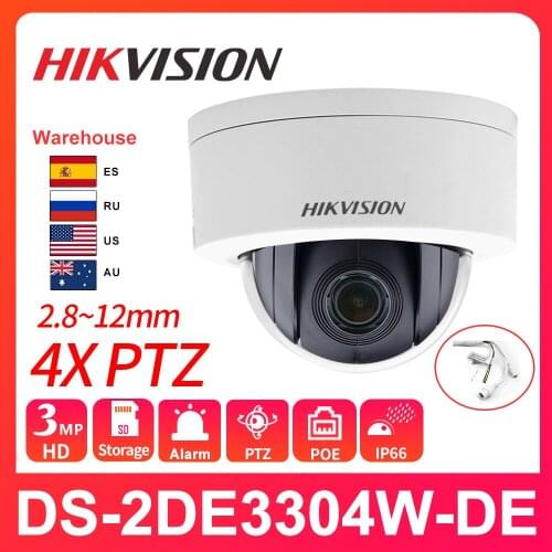 Hikvision Original IPC DS-2DE3304W-DE 3MP PTZ IP Network Camera 4X Optical Zoom Mini Dome Support Ezviz Remote View Audio In/Out
