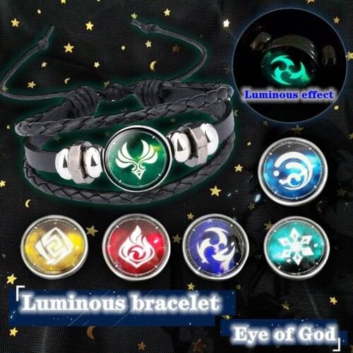 Game Cosplay Genshin Impact Weapon Prop Eye of God Water Wind Thunder Fire Rock Ice Element Luminous Bracelet Anime Jewelry Gift