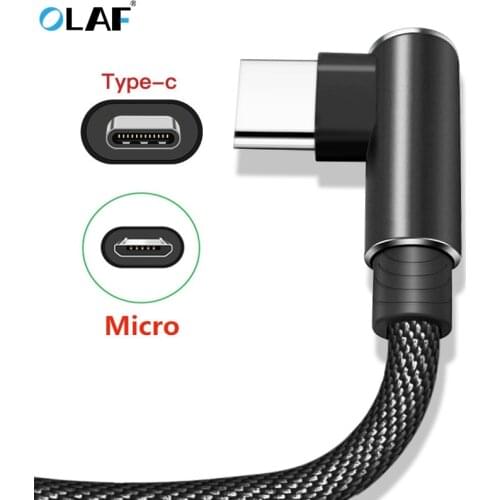 OLAF USB Type C 90 Degree Fast Charging usb c cable Type-c data Cord Charger usb-c For Samsung S8 S9 Note 9 8 Xiaomi mi8 mi6 F1