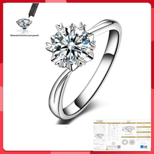 Classic Snowflake 925 Sterling Silver 1CT 2CT D Color VVS1 Memorial Day Wedding Bride Heart Moissanite Ring Bulgarian Ring