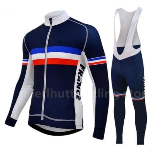 Pro blue France team Spring/summer Cycling long sleeve Jersey+Bib Shorts sets Mens Cycling Clothing Short Bike Wear Road Kits