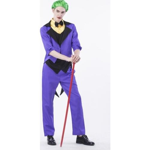 Adult Mens Teens Evil Jester Clown Tuxedo Halloween Horror Fancy Dress Costume SM1832