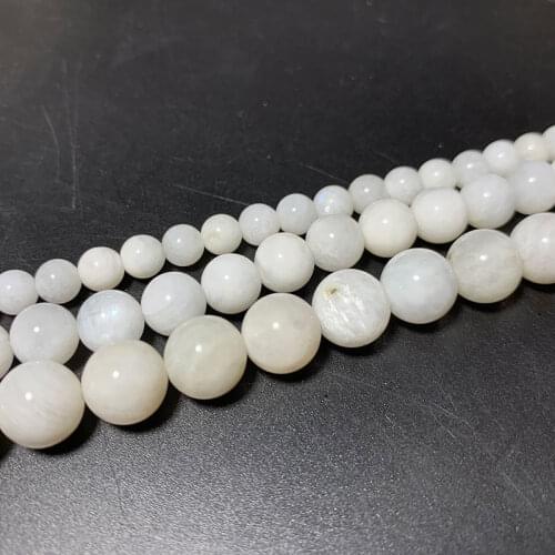 Fine AB 100% Natural Stone White Moonstone Round Spacer Beads For Jewelry Making DIY Bracelet Necklace Earrings 6/8/10/12MM