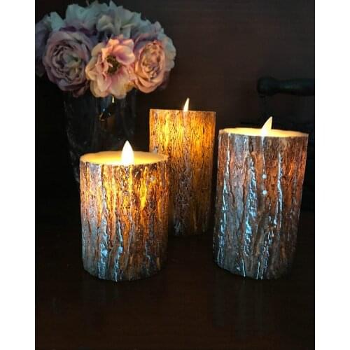 Set of 3 Battery operate Dancing Swinging wick LED pine tree Candle Remote controlled Paraffin Wax Wedding Home Party Club Decor