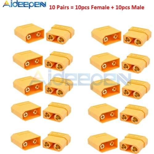 10 Pairs 20Pcs XT90 Yellow Battery Connector Set Male Female Gold Plated Banana Plug for RC Battery Parts
