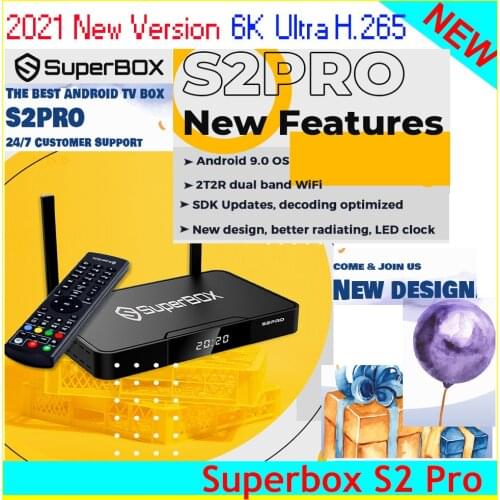 2021 latest faster stable superbox s2pro 2G+16GB 6k ultra H.265 smart tv box for USA Canada Mexico better than superbox s1pro