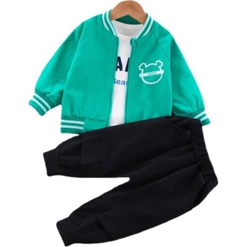 New Spring Children Girls Clothes Baby Boys Jacket T Shirt Pants 3Pcs/sets Kids Infant Costume Autumn Toddler Cartoon Tracksuits