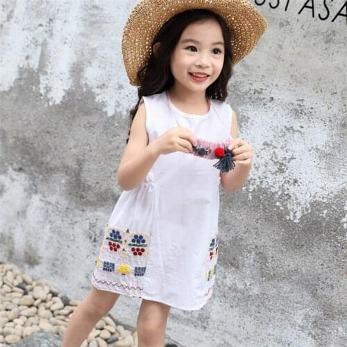 Dress 2021 Kids clothes girls Summer dress light National style Embroidery Primary and secondary school children Cotton 100