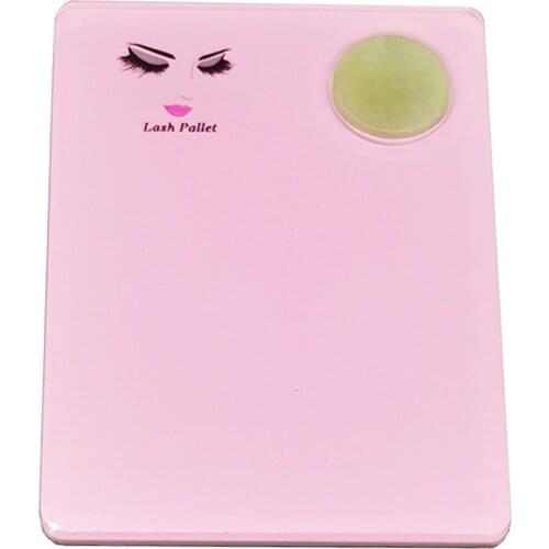 Pink Acrylic Eyelash Extension Eye Lash Pallet Tool Round Jade Stone Organizer Eyelash Extension Grafting Pad Lash Tray Gasket