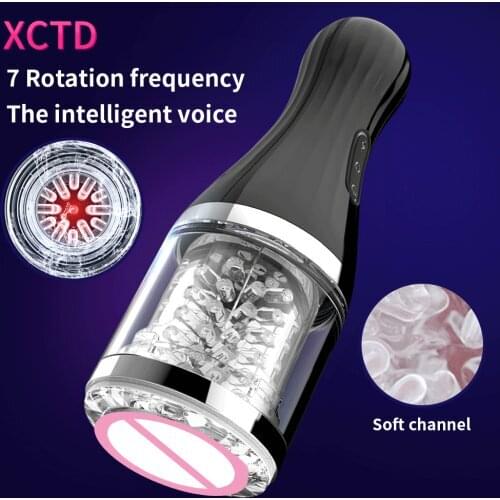 Fully Automatic Rotation Male Erotic Masturbator Cup Real Vagina Sucking Vibrator Penis Stimulator Masturbation Sex Toys for Men