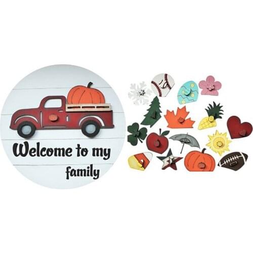 Practical and durable pendant cool New Wooden Dood DIY Festival Garland Door Hanging Car Wooden Plate Decoration Arrangement