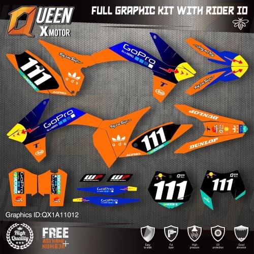 QUEEN X MOTOR Custom Team Graphics Decals Stickers Kit For KTM 2011 2012 SX SXF , 2012 2013 EXC XC-W EXC-F 012