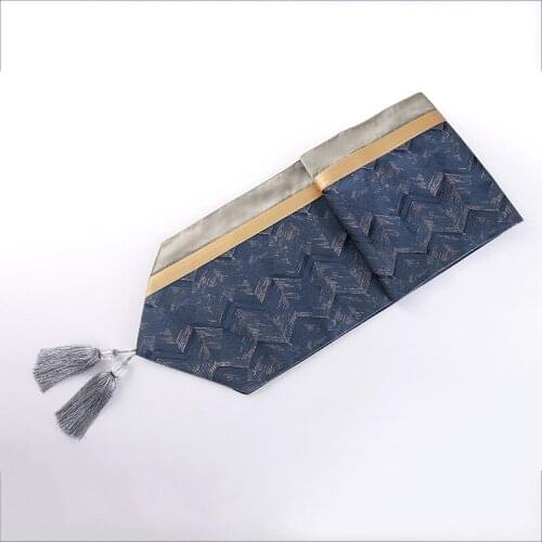 Luxury Diamond Pattern Jacquard Patchwork Table Runner Tassels New Chinese Style Table Flag Table Cover Home Hotel Decoration