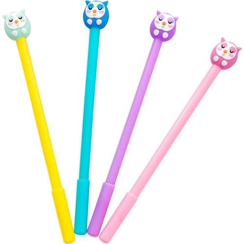 4pcs/lot Cute Owl Baby Gel Pen For Kids Gift black ink Creative Stationery School & Office Supply 0.5mm