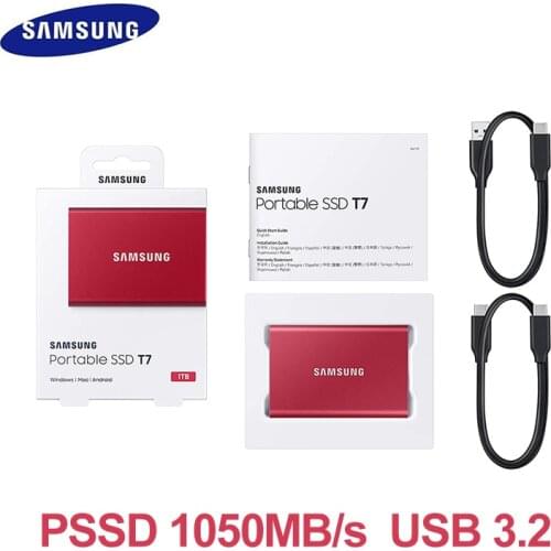SAMSUNG T7 Portable SSD 500GB 1TB 2TB-Up to 1050MB/s-USB 3.2 External Solid State Drive, Type-c portable hard drive
