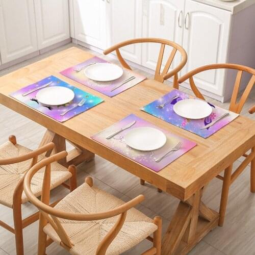 Cartoon Unicorn Placemats for Table Heat Insulation Cloth Pad Coaster Dinning Kitchen Accessories Home Decoration Table Mat