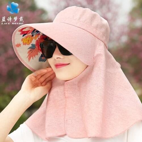 Lady New Summer Sun Hat Female Wide Brim Sun Cap Girls Sunscreen Folding Uv Protection Cap Students Outdoor Beach Hat B-7959