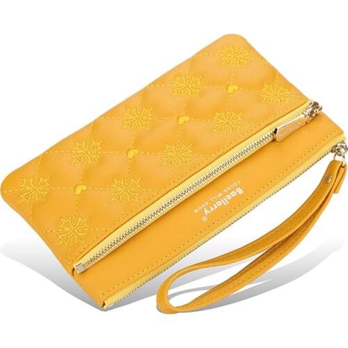 Ladies fashion, long embroidery, large-capacity coin purse, bank card holder, zipper clutch bag, fashion wallet mobile phone bag