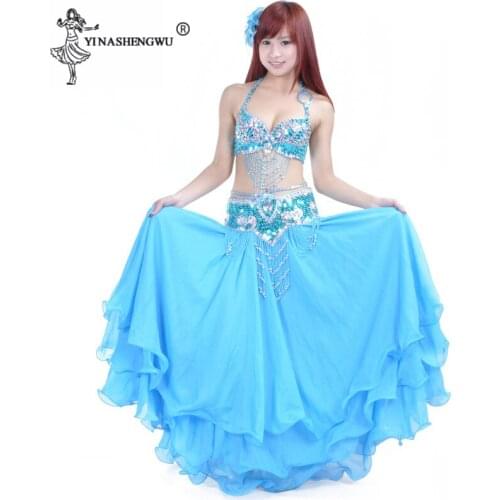 Women Belly Dance Costume Set for Women New Seqiun Belly Dancing Wear Bra Belt Skirt Set Bollywood Stage Clothes 2pcs(bra+belt)