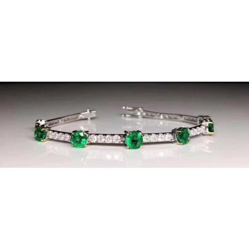 Natural green emerald Fashion grace simple array Bracelet Natural gemstone Bracelet S925 silver women party gift fine Jewelery
