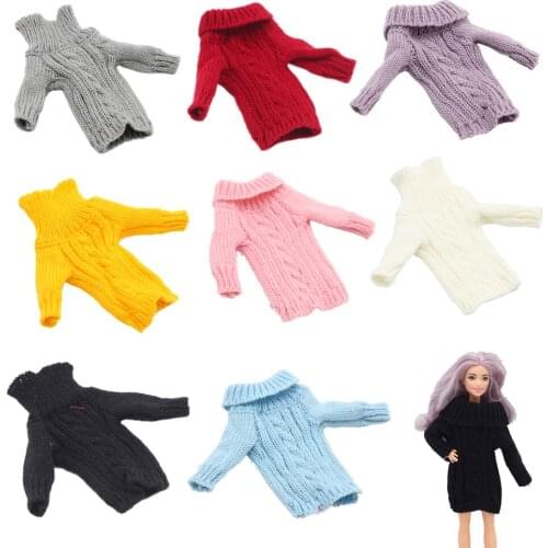 1/6 BJD Blythes Fashion Doll Coat Pure Manual Clothes Knitted Handmade Sweater Tops Dress for Barbies Doll Accessories Gift