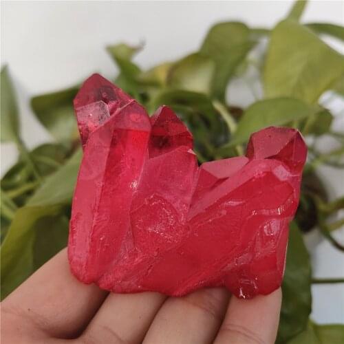 1pc 80-100g Red Titanium Rainbow Aura Lemurian Quartz cluster Crystal Point healing quartz crystals stones