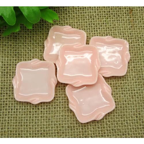 10Pcs Resin Pink Plate Decoration Crafts Flatback Cabochon Scrapbooking Fit Hair Clips Embellishments Beads Diy