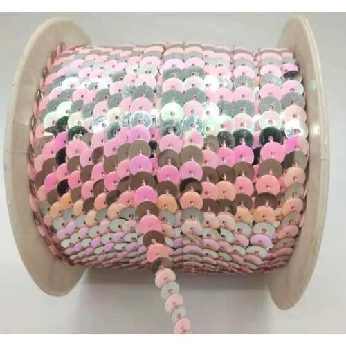 100 Yards 6mm Sequins Trim Scrapbooking Sewing For Craft Paillettens Strings-Assorted Silver And Pink AB Two Colors