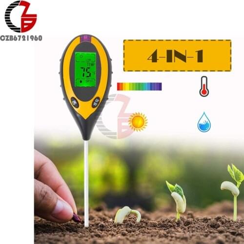 4 in 1 Soil PH Light Moisture Tester Soil Tester Meter Plant Soil Tester Kit for Flowers Acidity Humidity PH Monitor Detector
