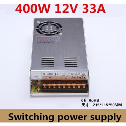 400W 12V 33A Single Output Switching power supply driver for CCTV camera LED Strip light Industrym CNC INPUT 110/220V (S-400-12)