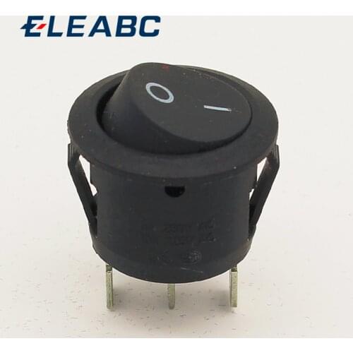 5Pcs Mini Round Black 3 Pin SPDT ON-OFF Rocker Switch Snap-in