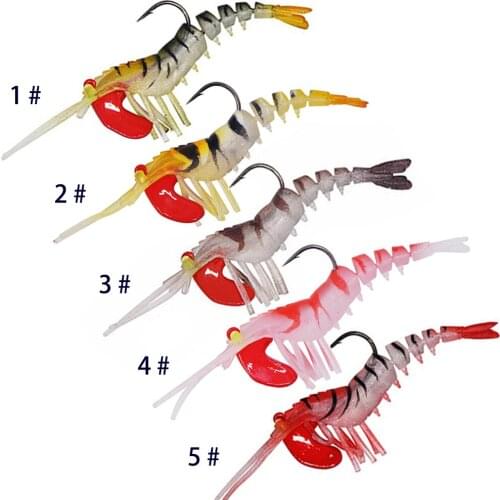 5 pieces mixed color shrimp lure soft fishing bait artificial soft baits Soft Fishing Shrimp Bait