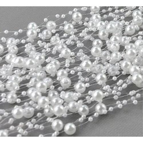 8+3mm White Pearl Chain String Bead Strand DIY Craft Garland For Wedding Bridal Bouquet Headdress Decorations supplies