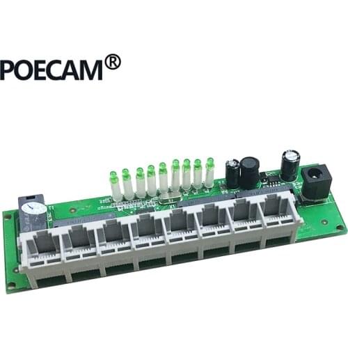 8Port Fast Network Ethernet Switch HUB Module RJ45 90 or 180 degree UTP 2 Type LED Board PCBA Mini Size Length 140MM Width 41MM