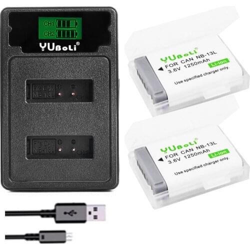 2pcs NB-13L NB13L NB 13L Battery + LCD USB Charger for Canon G7 X Mark II G7X G5 X G5X G9 X G9X SX620 SX720 HS Batteries