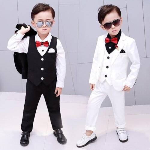 Brand Flower Boys suits Formal Suit Wedding campus student Dress Gentleman Kids 3pcs Jacket Vest Pants ceremony Costumes Blazers