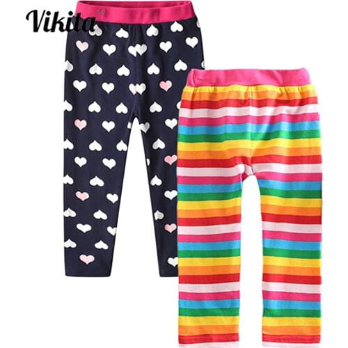 VIKITA Girls Cotton Leggings Toddlers Girl Cartoon Trousers Children Unicorn Trousers Children Casual Pants for 3-8 Years
