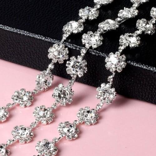 1 yard Chain Crystal Diamond Wedding Dress Fashion Diamond Chain DIY Jewelry Accessories Materials