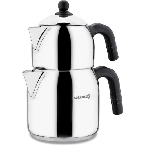 Korkmaz Lara teapot Set 2.7 Liter 18/10 stainless steel English Set 1teapot Brewing Tea For tea Pot Set Made in turkey