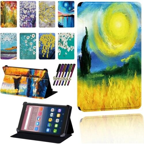 Paint Case for Alcatel OneTouch Pixi 3 7"/8"/10"/Pixi 4 7" Tablet Shape Case Foldable Dust-proof Protection Cover + Stylus