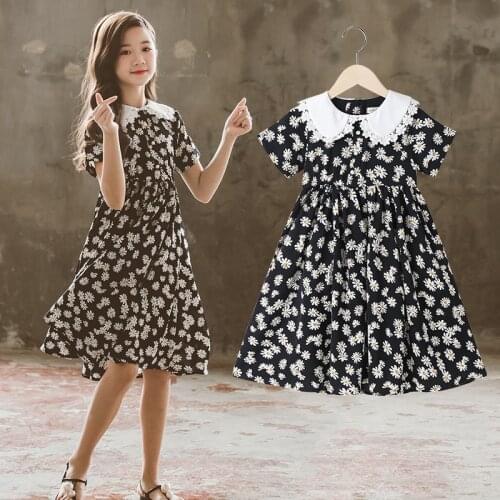 2020 Girls Dress Summer Kids Floral Print Princes Dresses Children Clothing Kids Princess Dress Girl Costume 4 6 8 10 12 14 Y