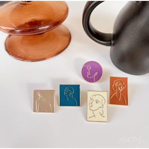 European And American Style Metal Face Abstract Earrings Personality Retro Geometric Glaze Stud Earrings Girl Jewelry