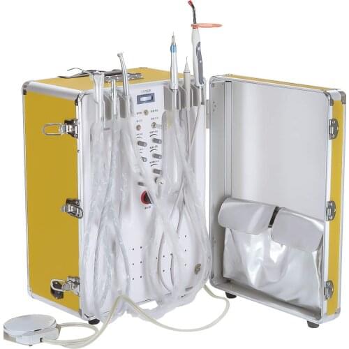 Hot Sell Dental Equipment Mobile Portable Turbine Unit With Dental Curing Light Ultrasonic Scaler Handpiece Air Compressor