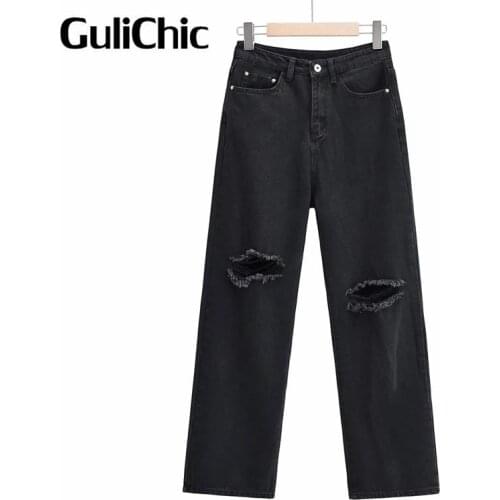 Женские рваные джинсы GuliChic China At AliExpress