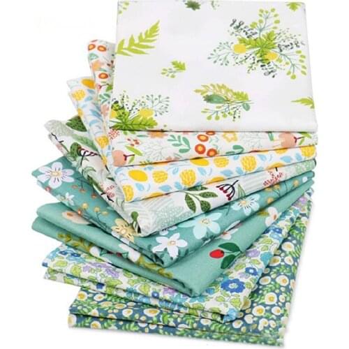 8PCS/lot Green Plant Printed Cotton Patchwork Fabric For DIY Handmade Sewing Clothing Home Textiles Supplies