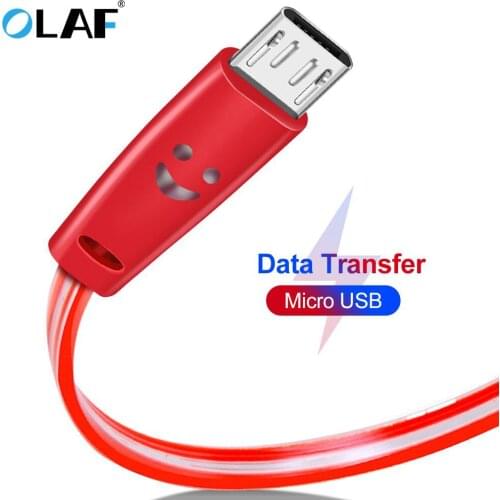 OLAF Micro USB Cable 1m 2A LED Glow Data Sync Usb Charging Cable For Samsung Huawei Xiaomi LG HTC Microusb Android Phone Cables