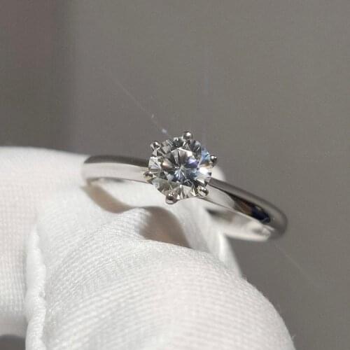 Classic 14K White Gold Moissanite Ring 0.5ct 5mm moissanite jewelry Trendy Wedding Party Engagemen Anniversary Ring