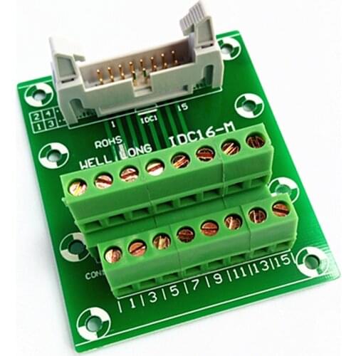 IDC16 2x8 Pins 0.1" Male Header Breakout Board, Terminal Block, Connector